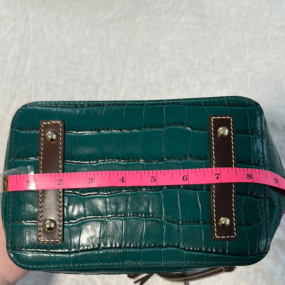 Dooney & Bourke Croc Teal and Brown Paige Crossbody and Shoulder Bag - Picture 6 of 7